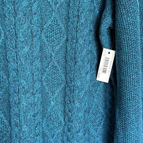 New Cable Knit Jumper Sweater Men’s Size LT Blue Teal Crewneck - Picture 6 of 17